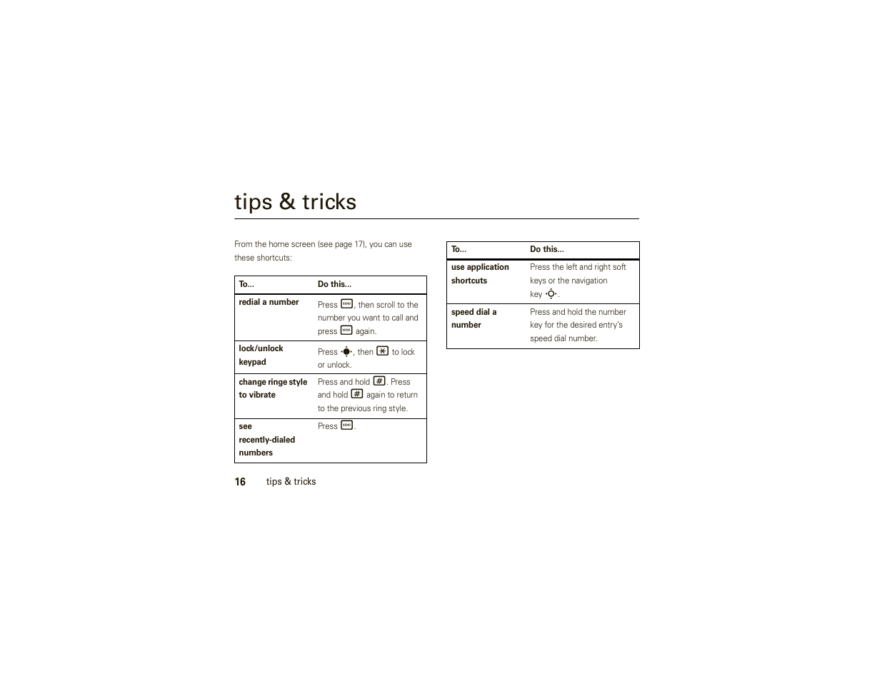 Tips & tricks | Motorola W175g User Manual | Page 18 / 74