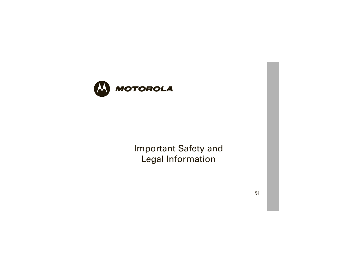 Important safety and legal information | Motorola W175g User Manual | Page 53 / 74