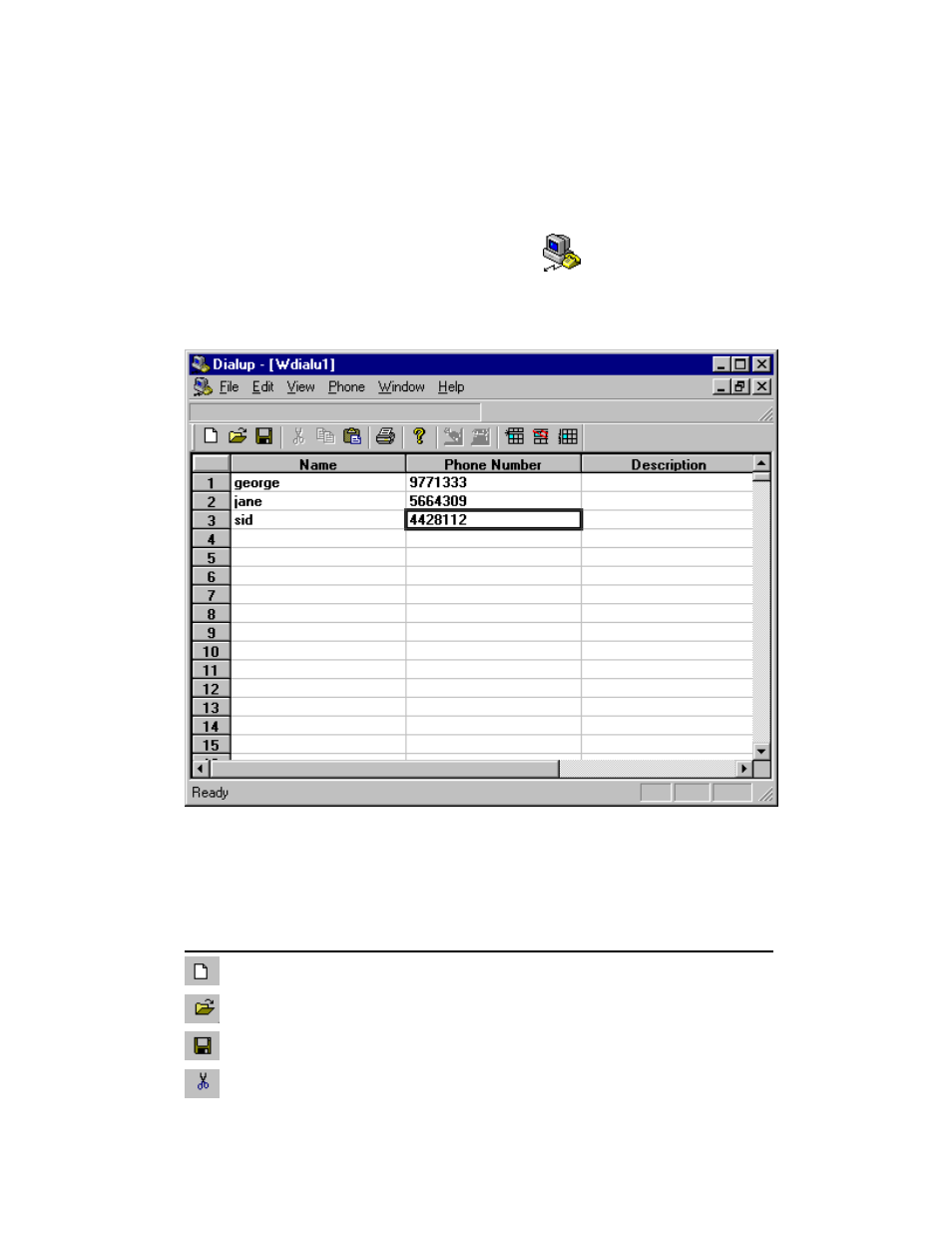 Dial up window, Icons | Motorola 68P02958C00-B User Manual | Page 174 / 474