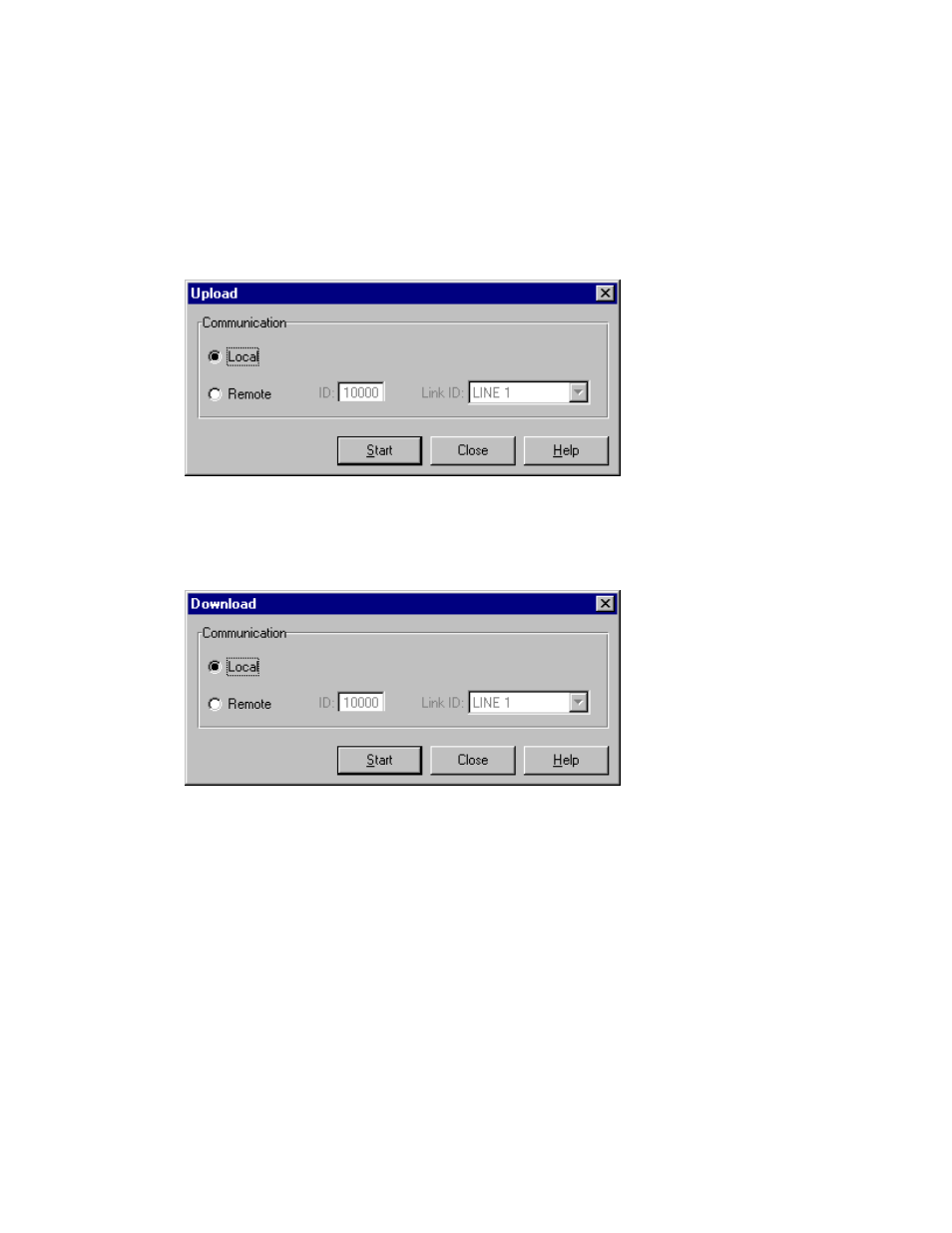 Action menu, Upload, Download | Help menu, Help topics, About | Motorola 68P02958C00-B User Manual | Page 202 / 474