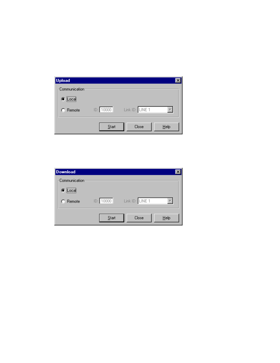 Action menu, Upload, Download | Help menu, Help topics, About | Motorola 68P02958C00-B User Manual | Page 208 / 474