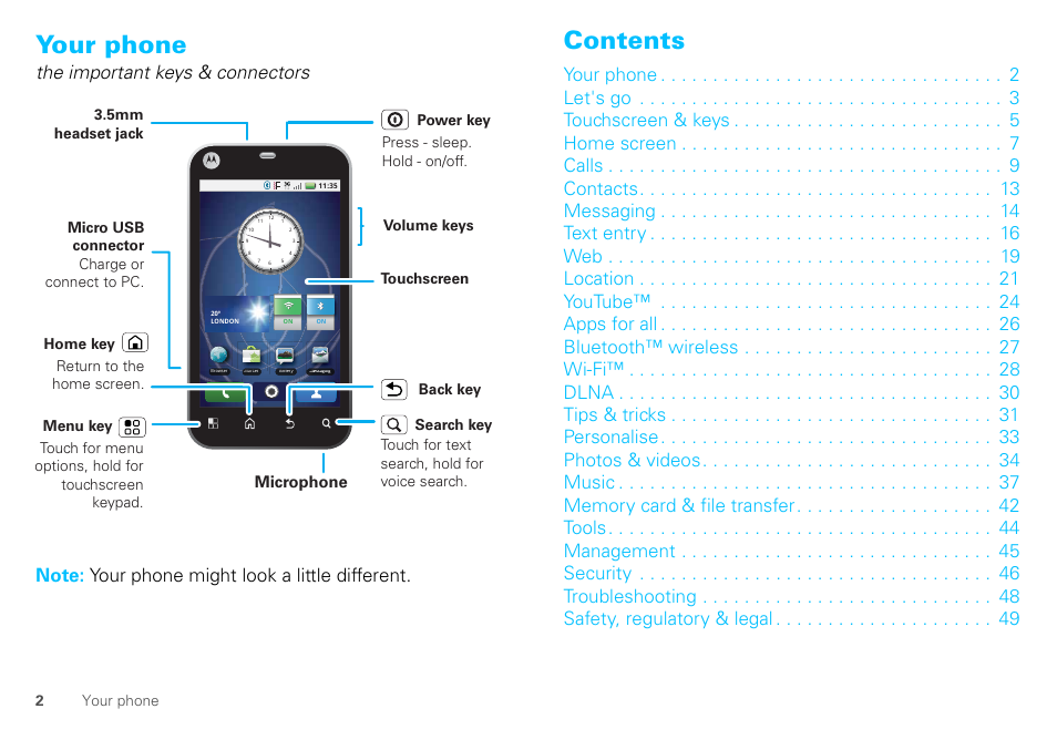 Motorola DEFY XT300 User Manual | Page 4 / 66