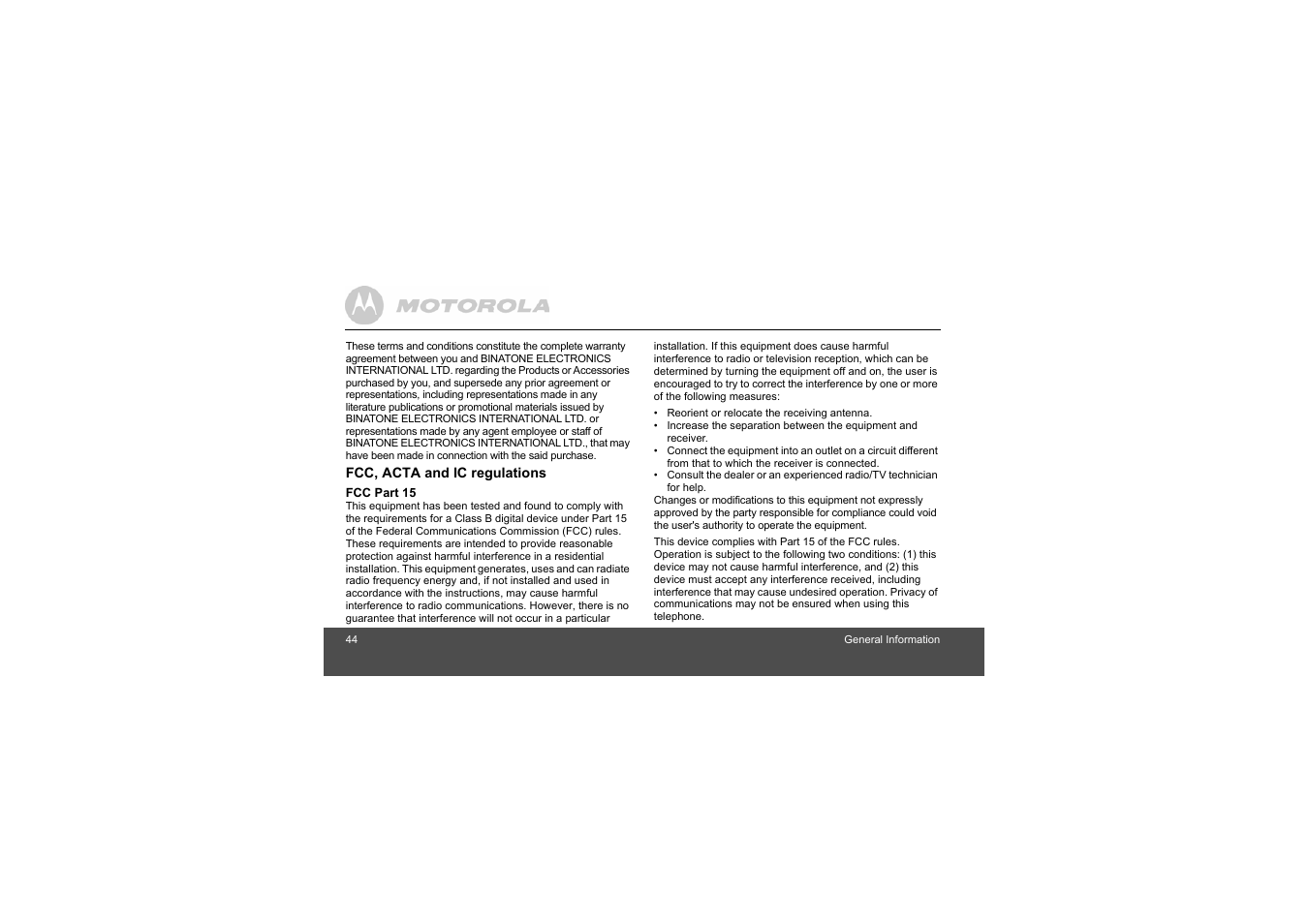 Motorola L404 User Manual | Page 44 / 51