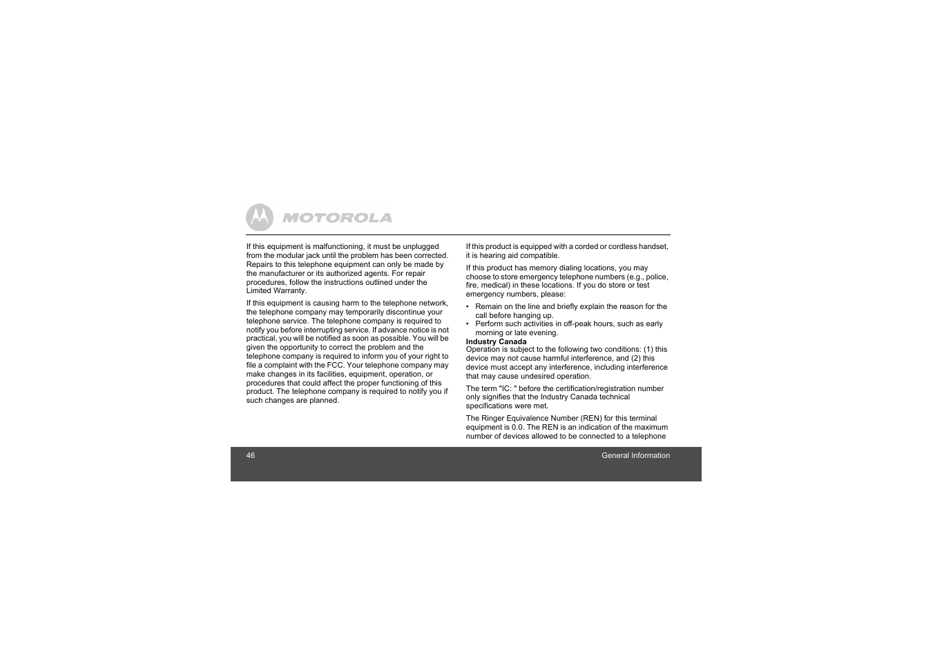 Motorola L404 User Manual | Page 46 / 51
