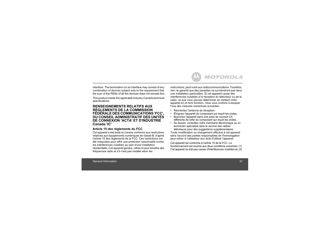 Motorola L404 User Manual | Page 47 / 51