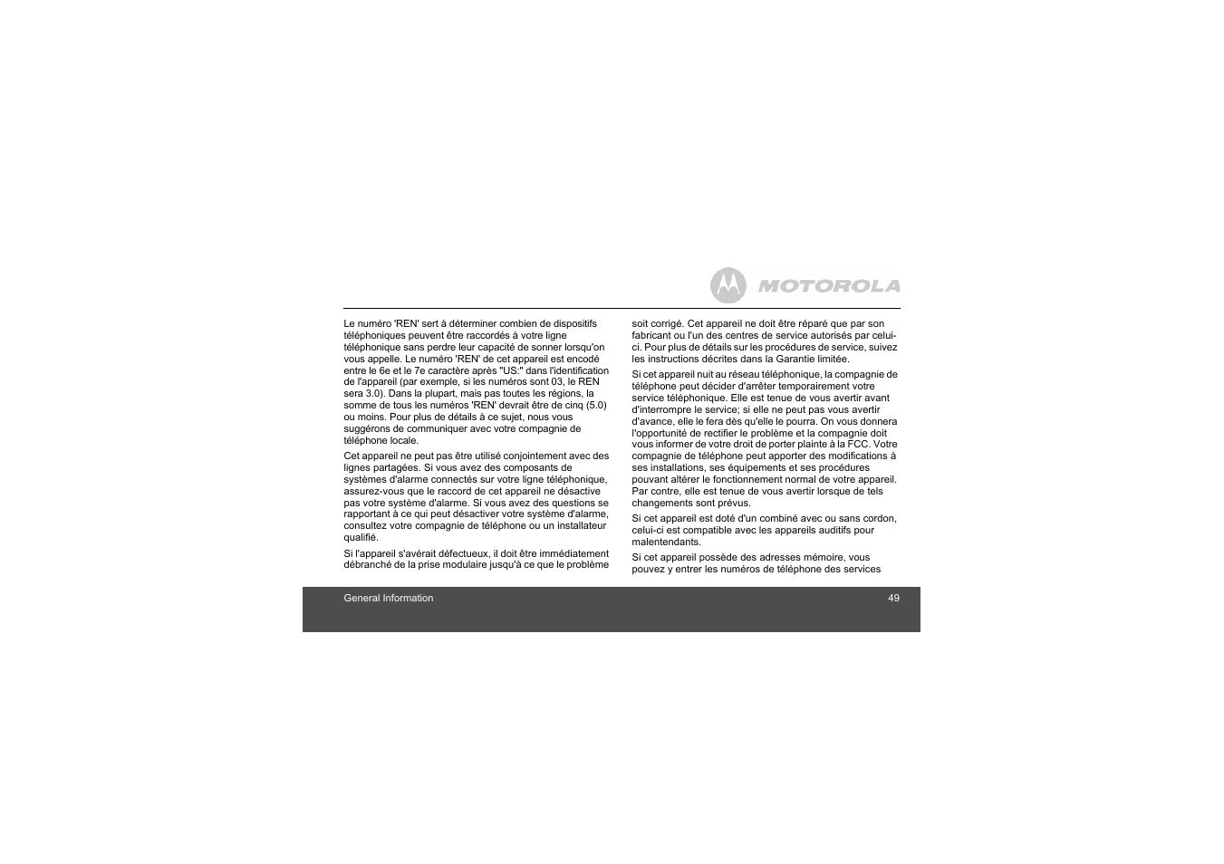 Motorola L404 User Manual | Page 49 / 51