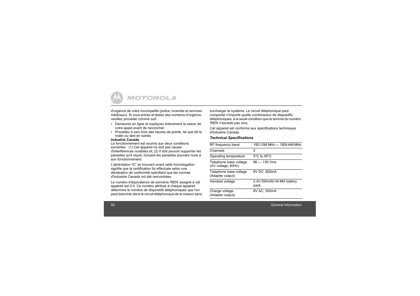 Motorola L404 User Manual | Page 50 / 51