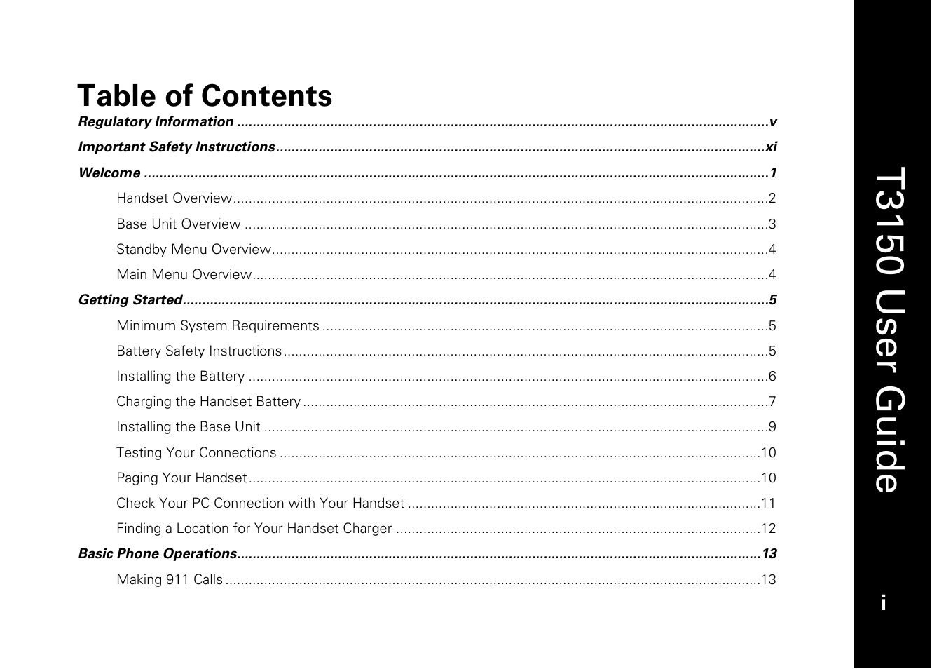 Motorola T3150 User Manual | Page 3 / 62