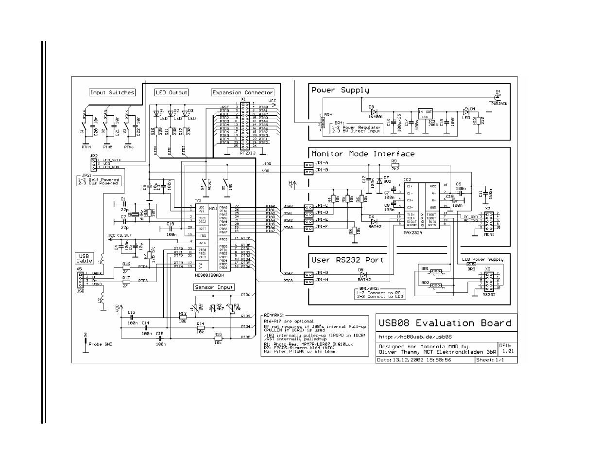 Usb08 evaluation board schematic | Motorola USB08 User Manual | Page 129 / 244