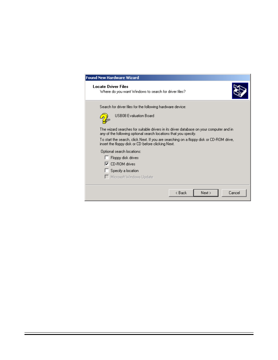 Locate driver files screen | Motorola USB08 User Manual | Page 21 / 244