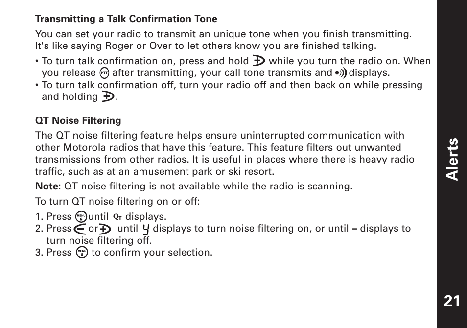 Aler ts | Motorola T5500 User Manual | Page 22 / 35