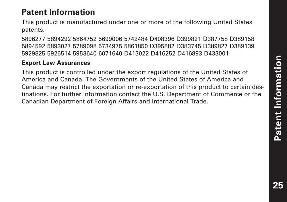 Patent infor mation | Motorola T5500 User Manual | Page 26 / 35