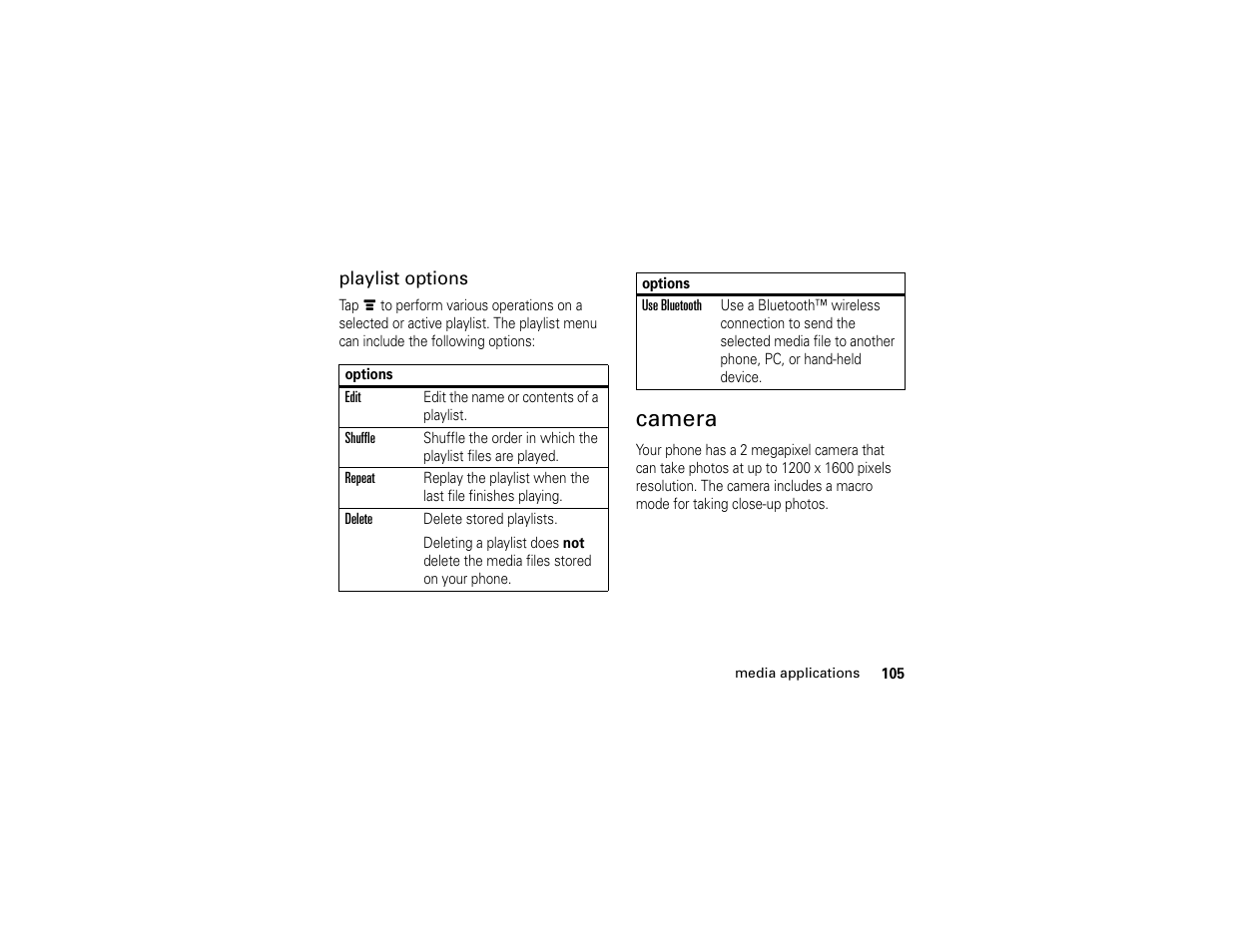 Camera | Motorola E6 User Manual | Page 107 / 144