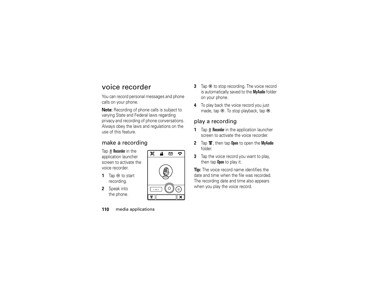 Voice recorder | Motorola E6 User Manual | Page 112 / 144