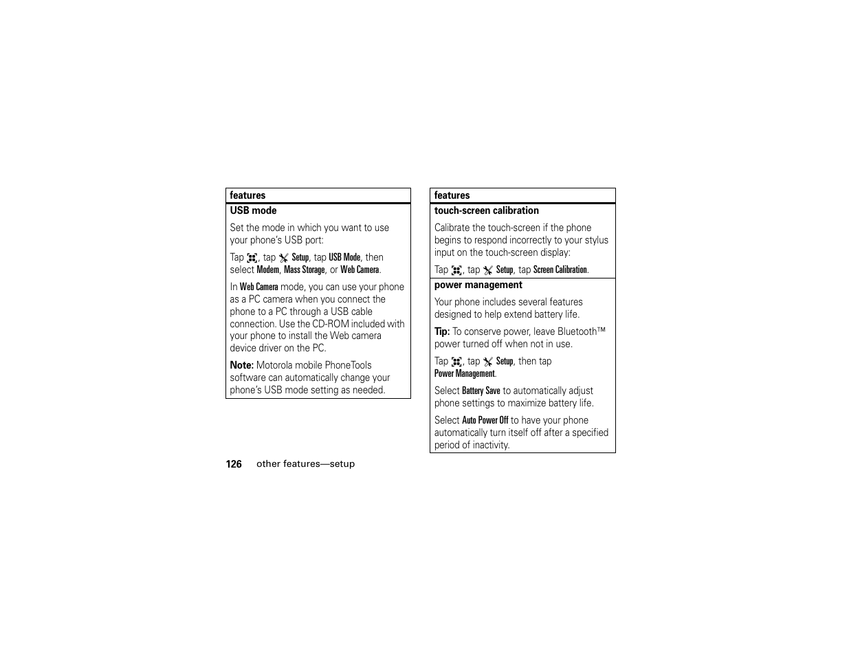 Motorola E6 User Manual | Page 128 / 144