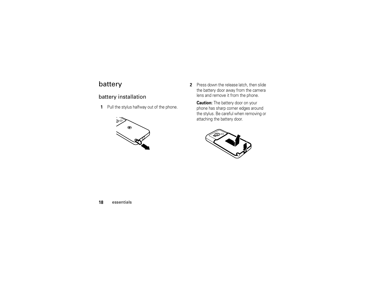 Battery | Motorola E6 User Manual | Page 20 / 144
