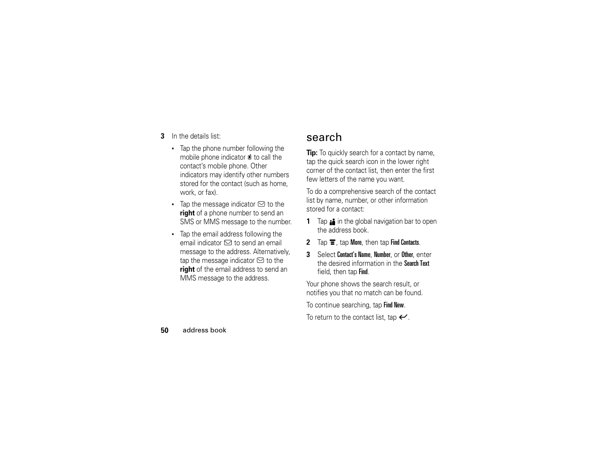 Search | Motorola E6 User Manual | Page 52 / 144