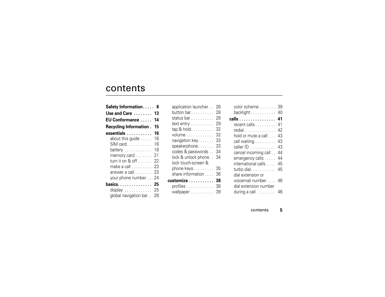 Motorola E6 User Manual | Page 7 / 144