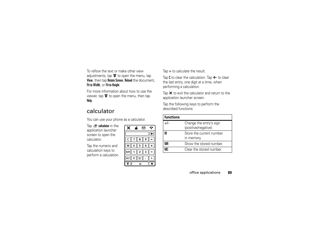 Calculator | Motorola E6 User Manual | Page 91 / 144