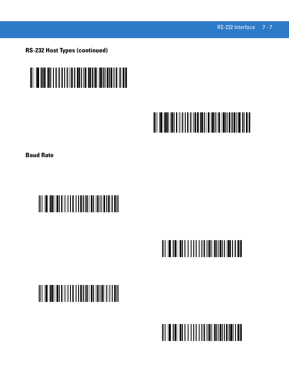 Baud rate, Baud rate -7, Rs-232 host types (continued) baud rate | Motorola DS3478 User Manual | Page 105 / 404