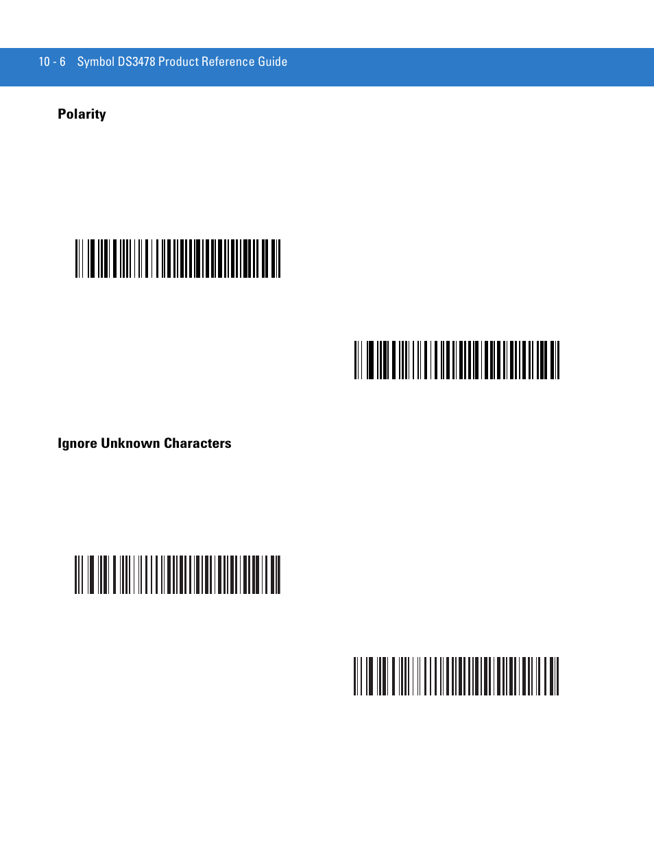 Polarity, Ignore unknown characters, Polarity -6 ignore unknown characters -6 | Motorola DS3478 User Manual | Page 156 / 404