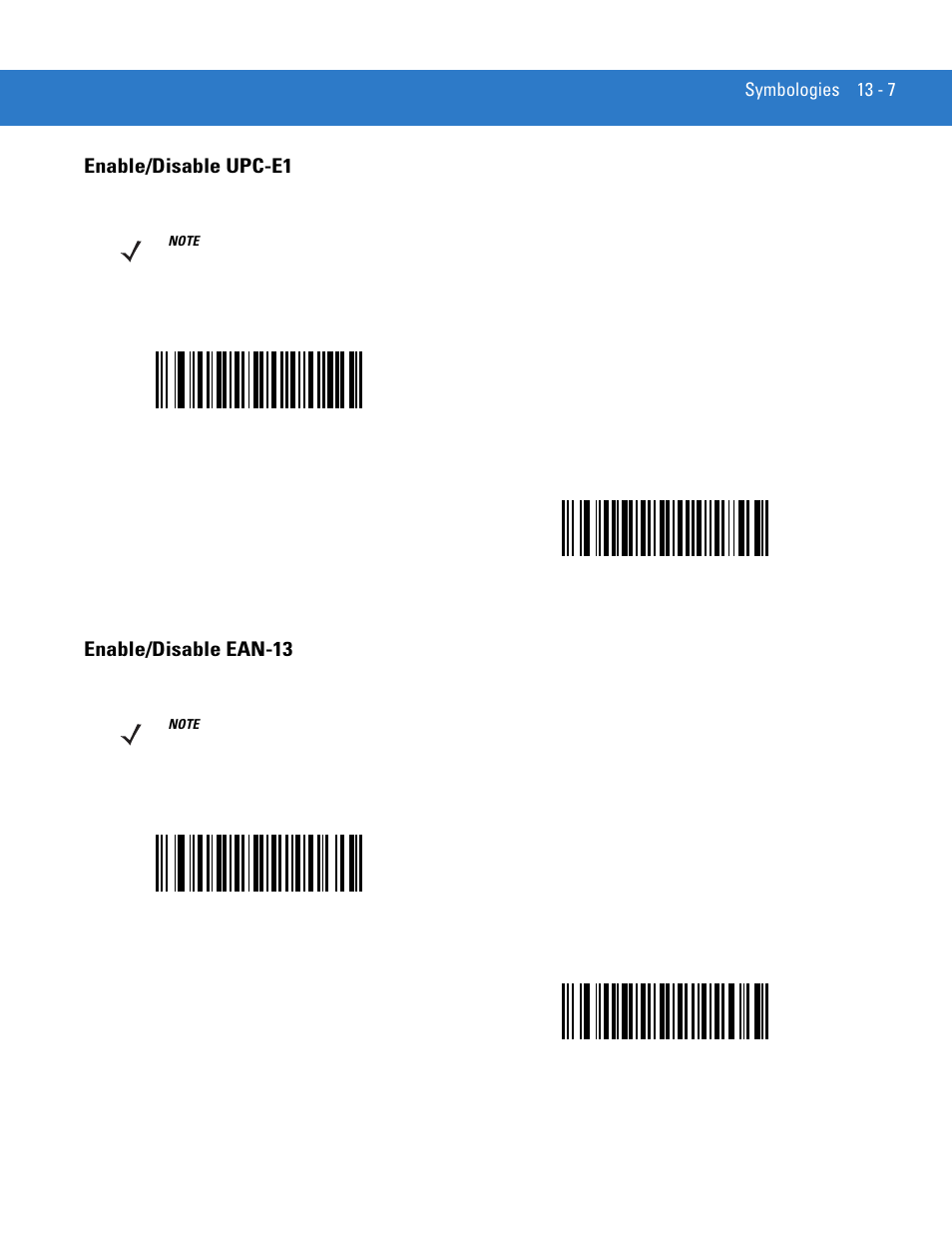 Enable/disable upc-e1, Enable/disable ean-13, Enable/disable upc-e1 -7 enable/disable ean-13 -7 | Motorola DS3478 User Manual | Page 179 / 404