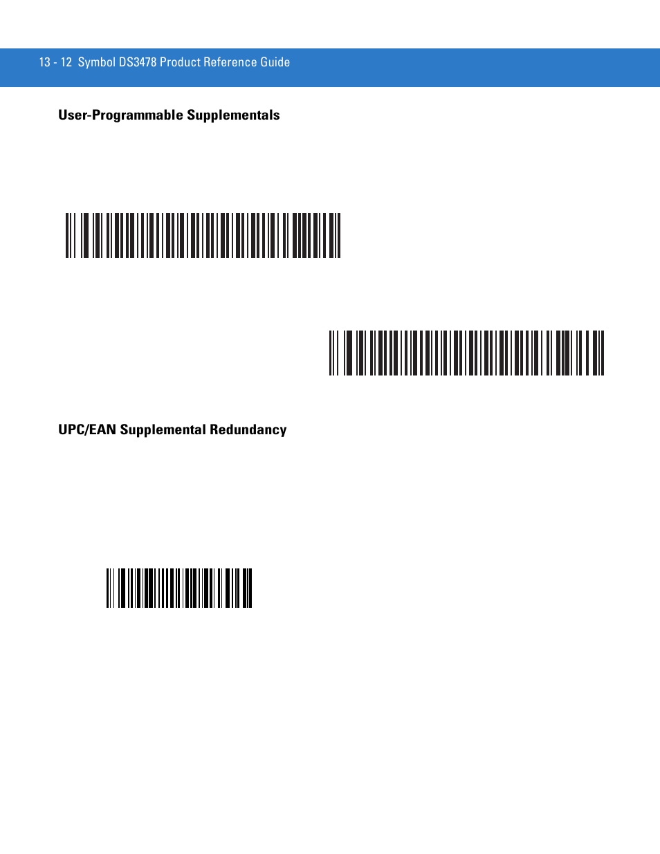 User-programmable supplementals, Upc/ean supplemental redundancy, Upc/ean supplemental | Efix, User-programmable supplementals on, User-programmable | Motorola DS3478 User Manual | Page 184 / 404