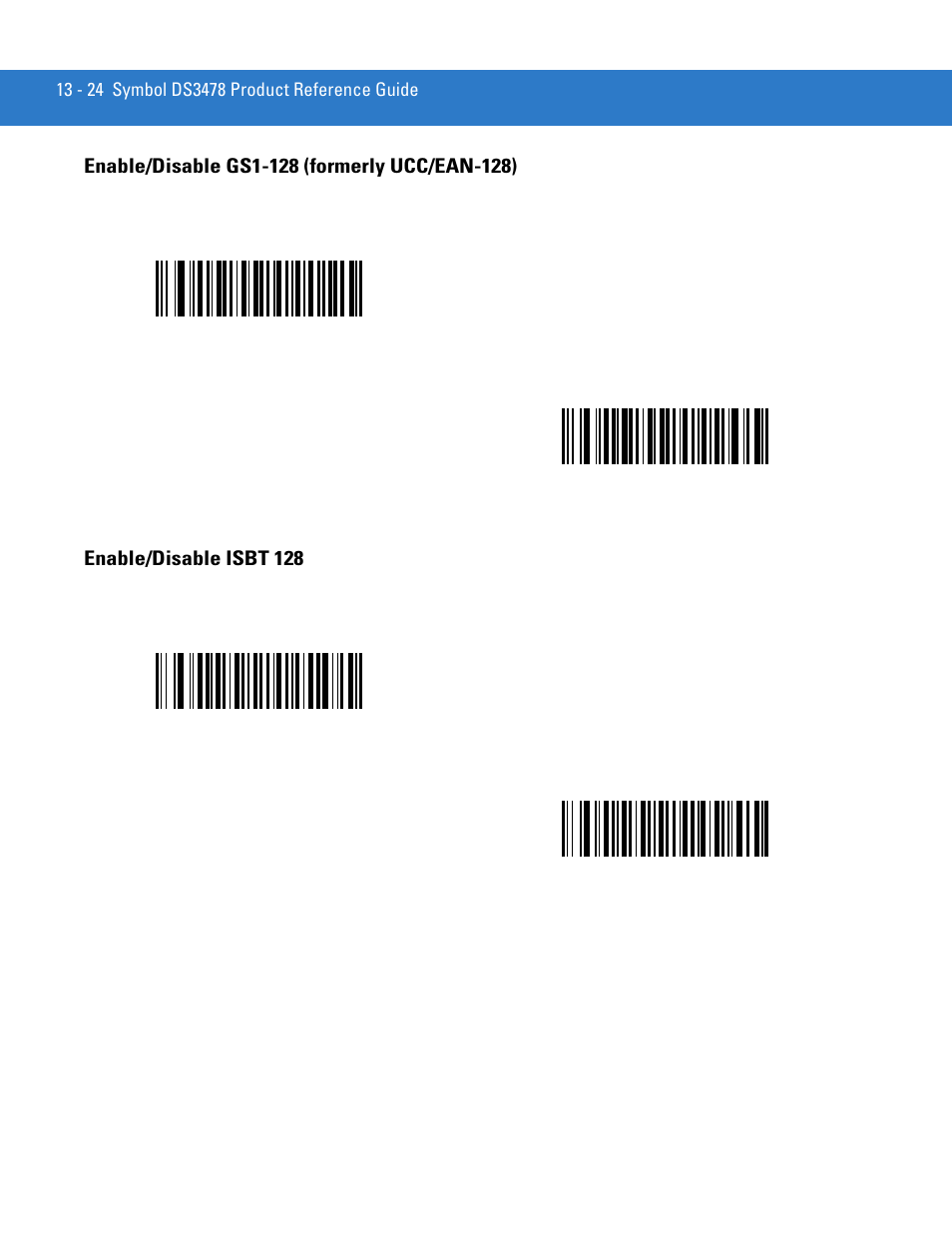 Enable/disable gs1-128 (formerly ucc/ean-128), Enable/disable isbt 128 | Motorola DS3478 User Manual | Page 196 / 404