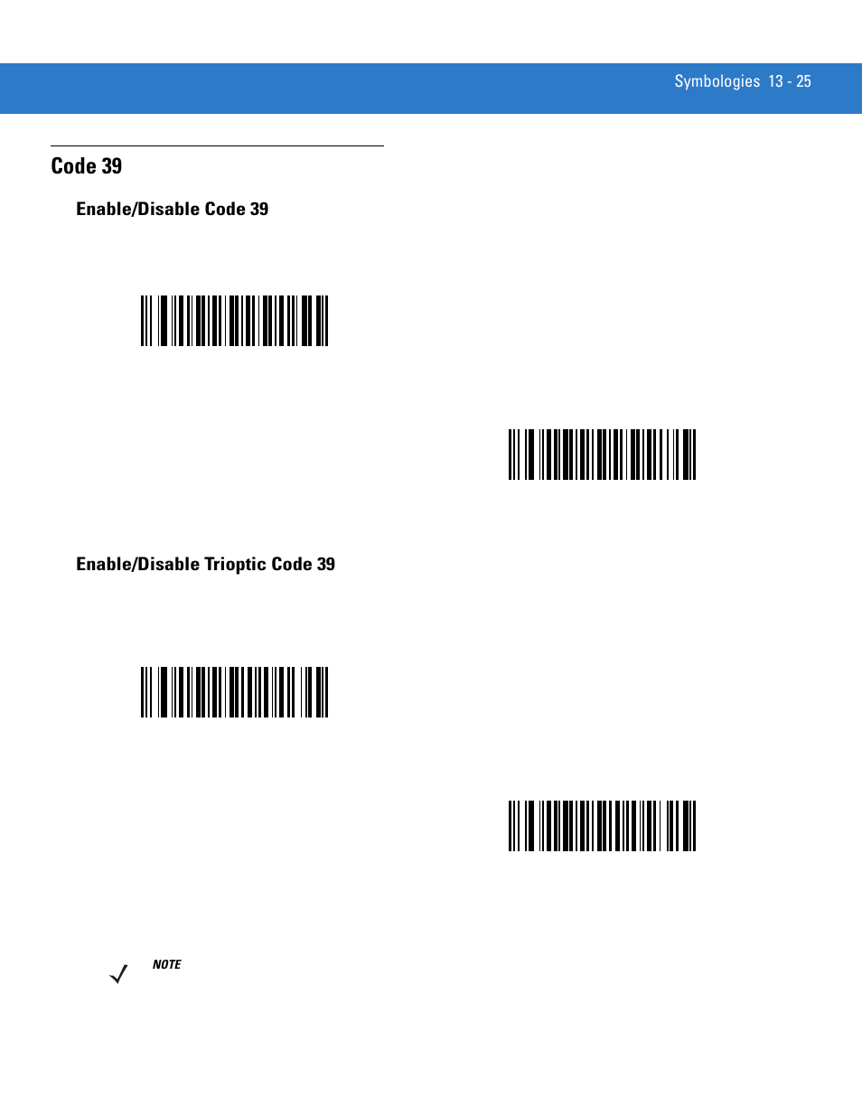 Code 39, Enable/disable code 39, Enable/disable trioptic code 39 | Code 39 -25 | Motorola DS3478 User Manual | Page 197 / 404