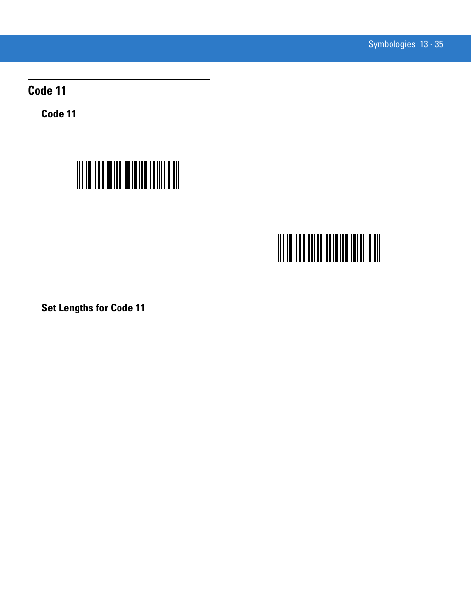 Code 11, Set lengths for code 11, Code 11 -35 | Code 11 -35 set lengths for code 11 -35 | Motorola DS3478 User Manual | Page 207 / 404