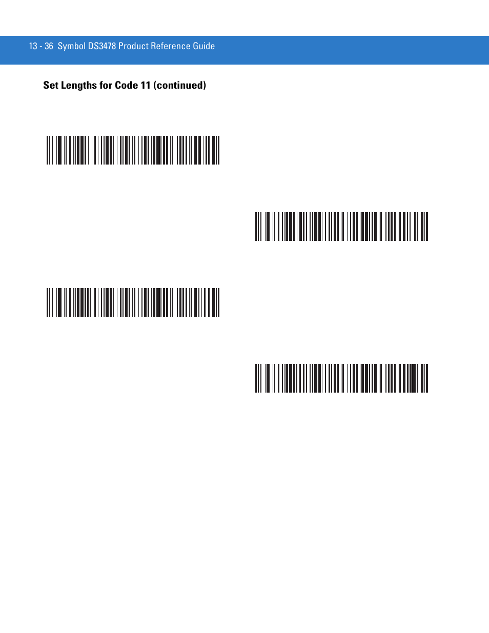 Set lengths for code 11 (continued) | Motorola DS3478 User Manual | Page 208 / 404