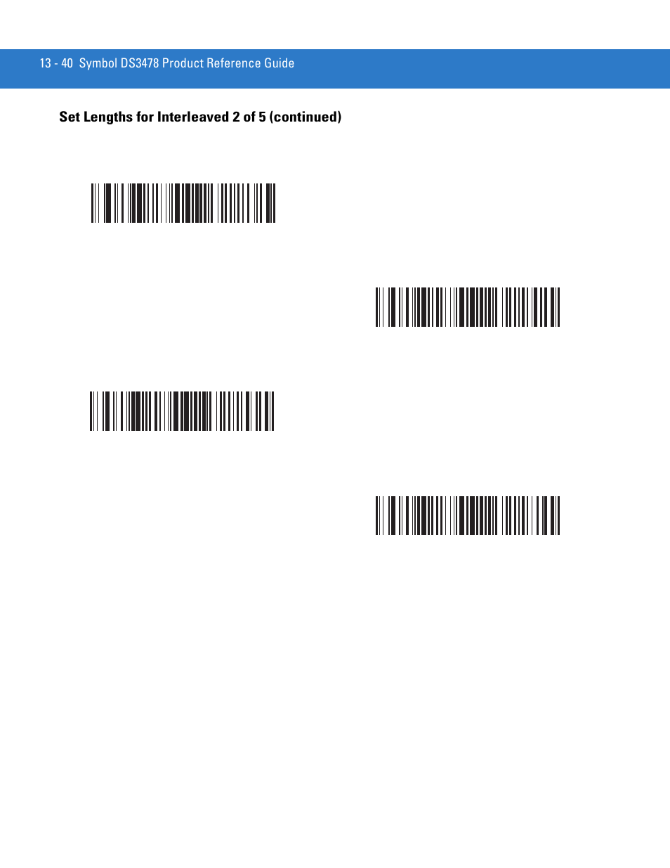 Set lengths for interleaved 2 of 5 (continued) | Motorola DS3478 User Manual | Page 212 / 404