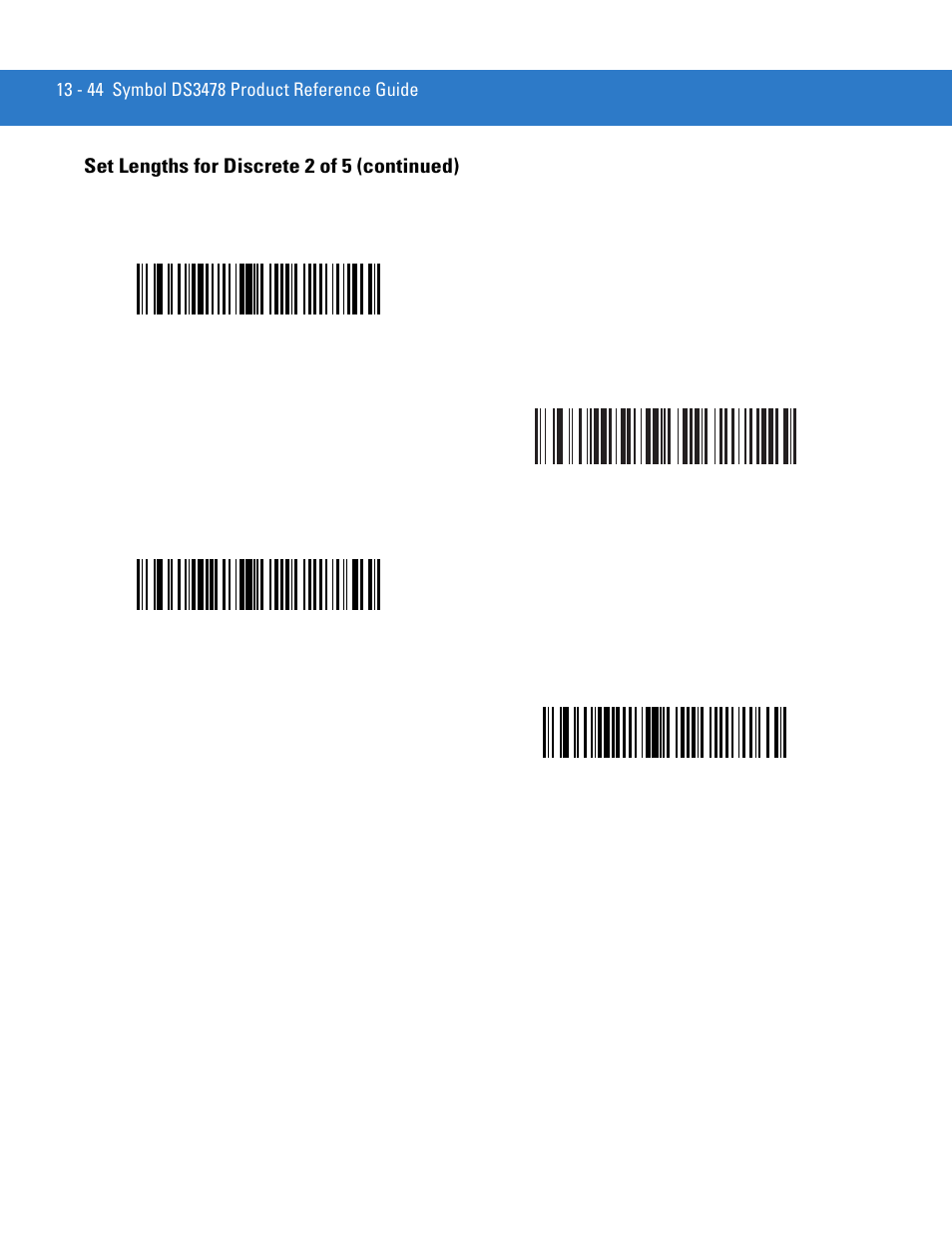 Set lengths for discrete 2 of 5 (continued) | Motorola DS3478 User Manual | Page 216 / 404