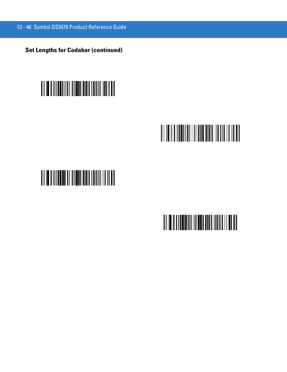 Set lengths for codabar (continued) | Motorola DS3478 User Manual | Page 218 / 404