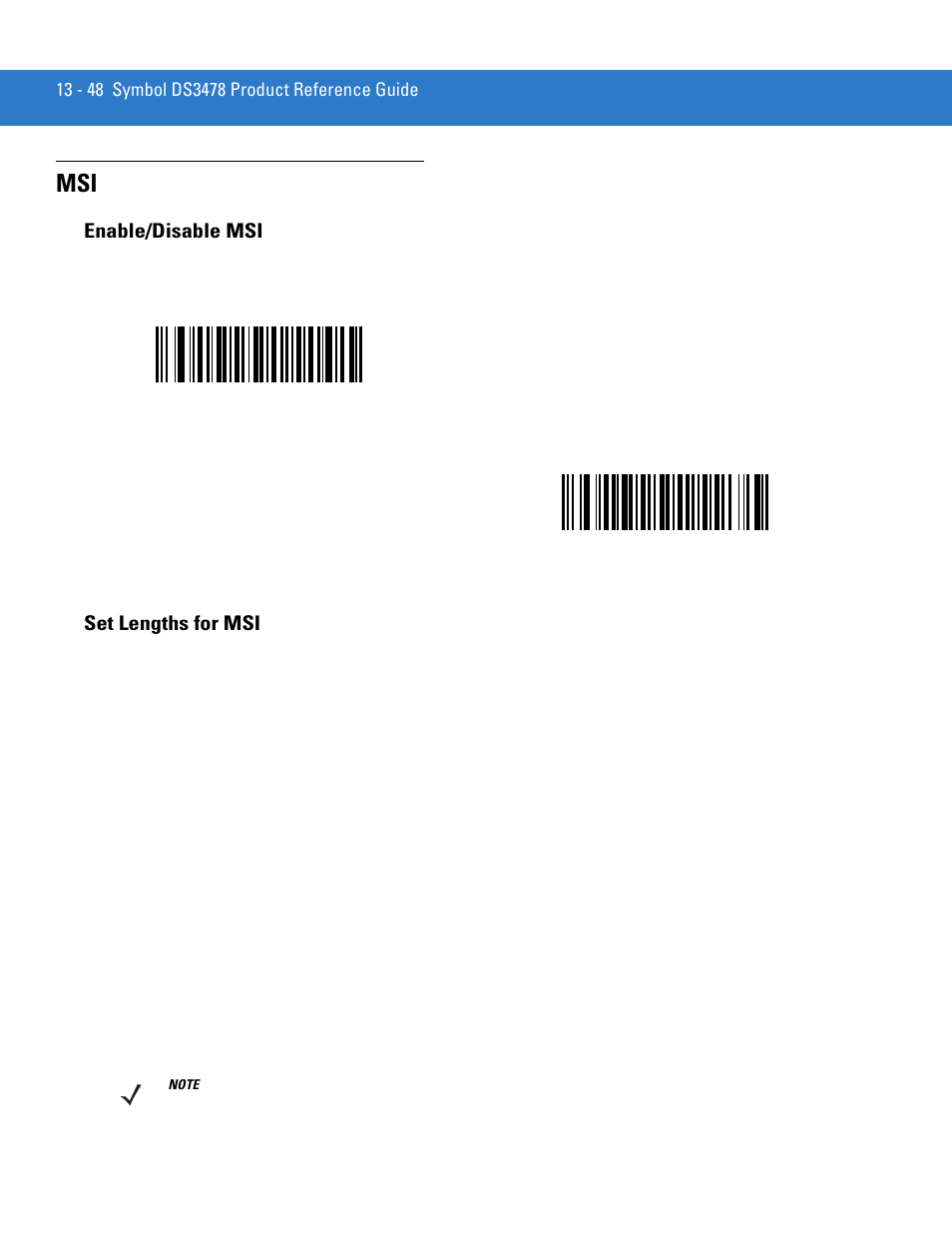 Enable/disable msi, Set lengths for msi, Msi -48 | Enable/disable msi -48 set lengths for msi -48 | Motorola DS3478 User Manual | Page 220 / 404