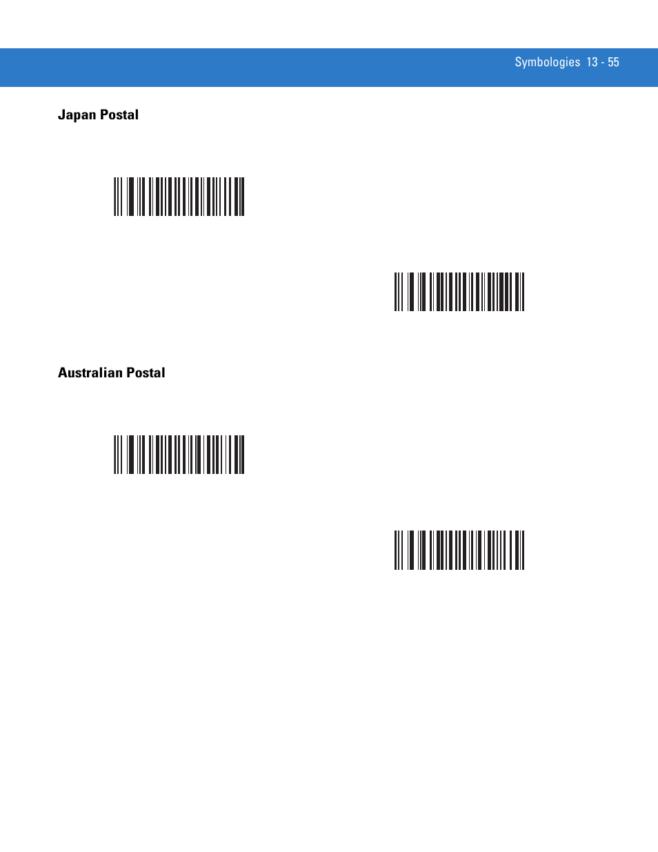 Japan postal, Australian postal, Japan postal -55 australian postal -55 | Motorola DS3478 User Manual | Page 227 / 404