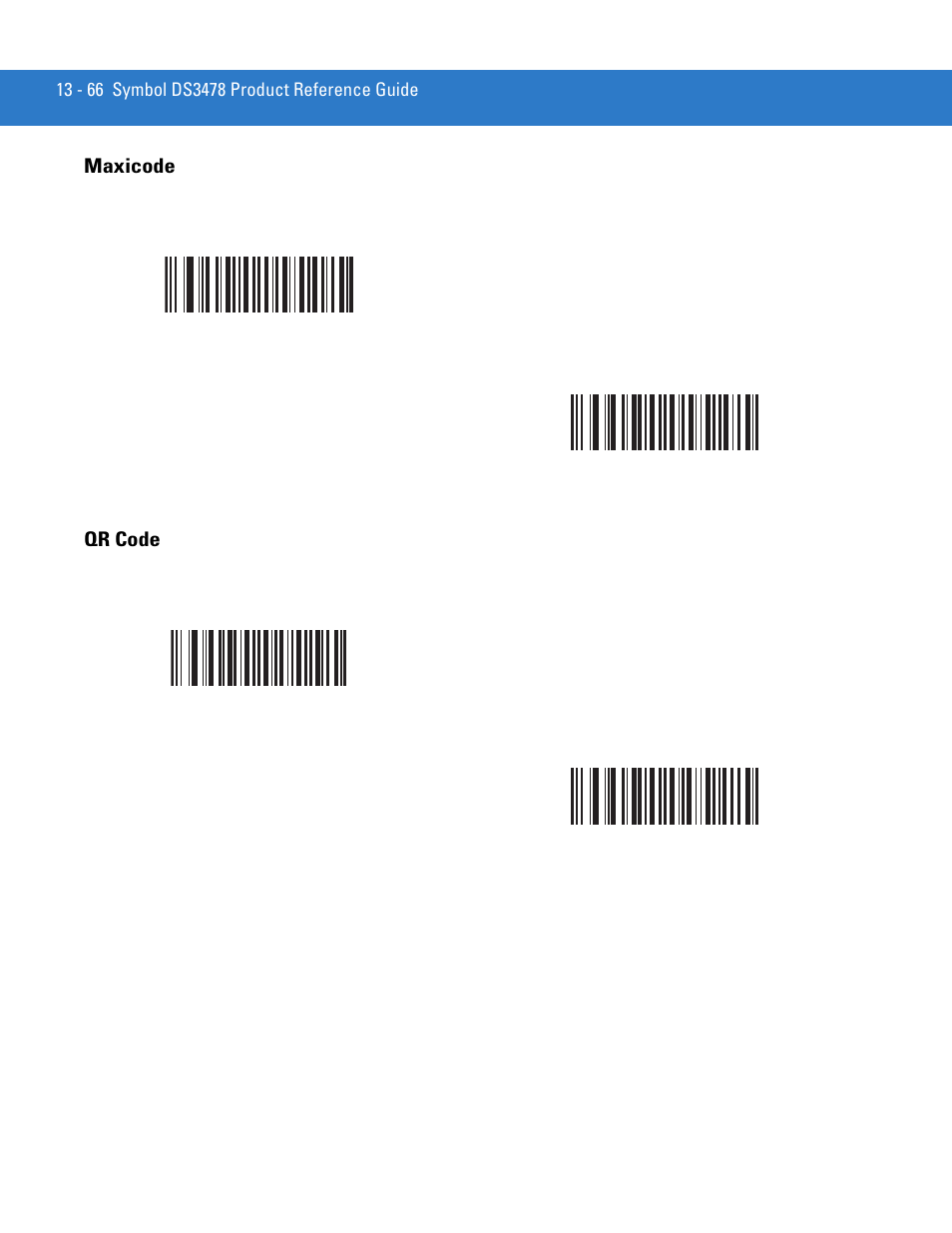 Maxicode, Qr code, Maxicode -66 qr code -66 | Motorola DS3478 User Manual | Page 238 / 404