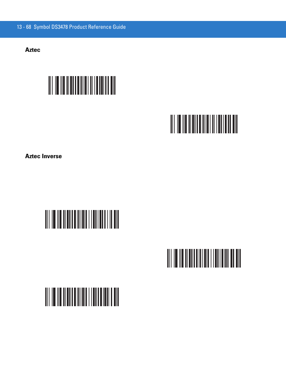 Aztec, Aztec inverse, Aztec -68 aztec inverse -68 | Motorola DS3478 User Manual | Page 240 / 404