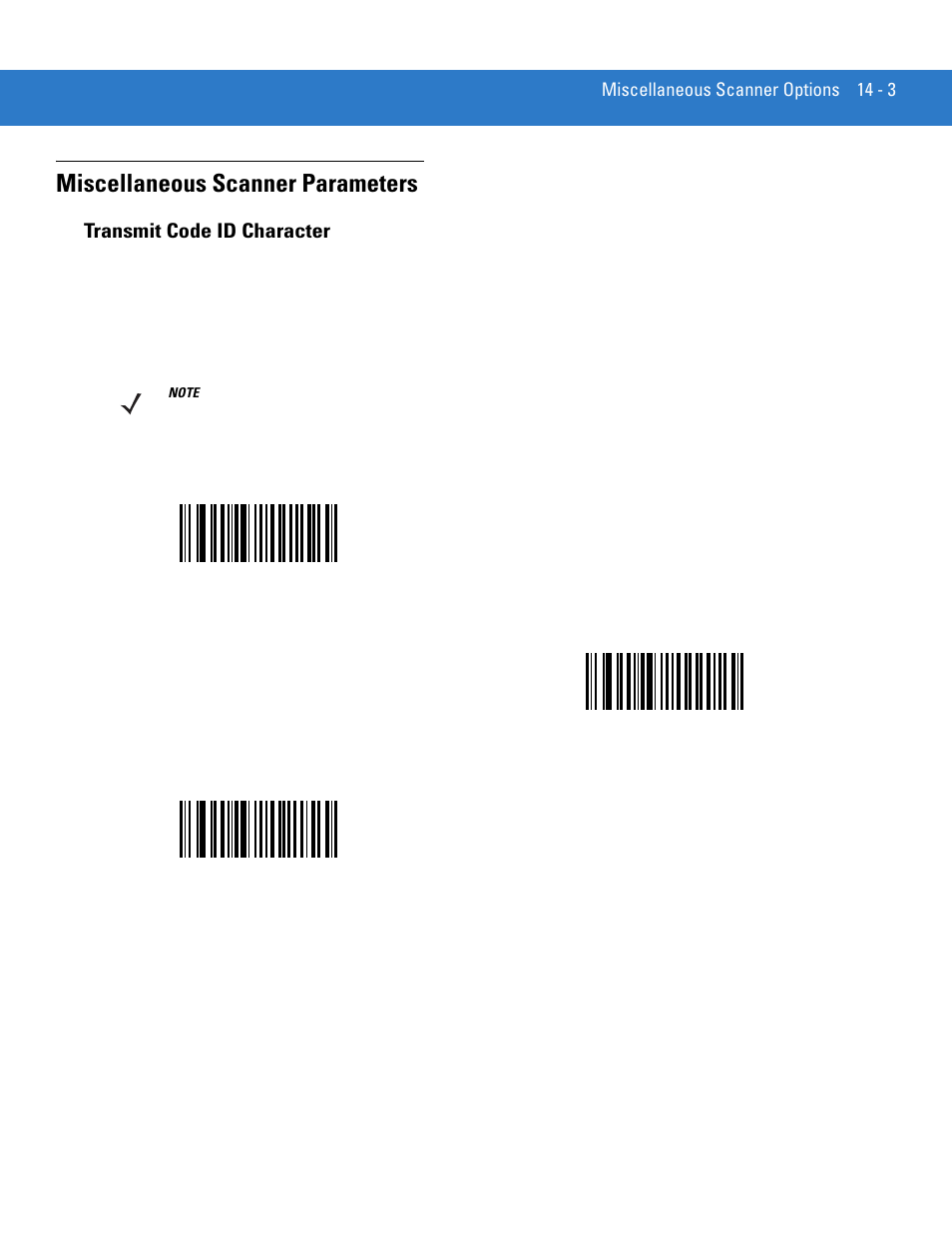 Miscellaneous scanner parameters, Transmit code id character, Miscellaneous scanner parameters -3 | Transmit code id character -3 | Motorola DS3478 User Manual | Page 249 / 404