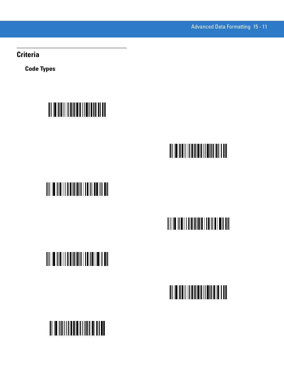 Criteria, Code types, Criteria -11 | Code types -11 | Motorola DS3478 User Manual | Page 265 / 404