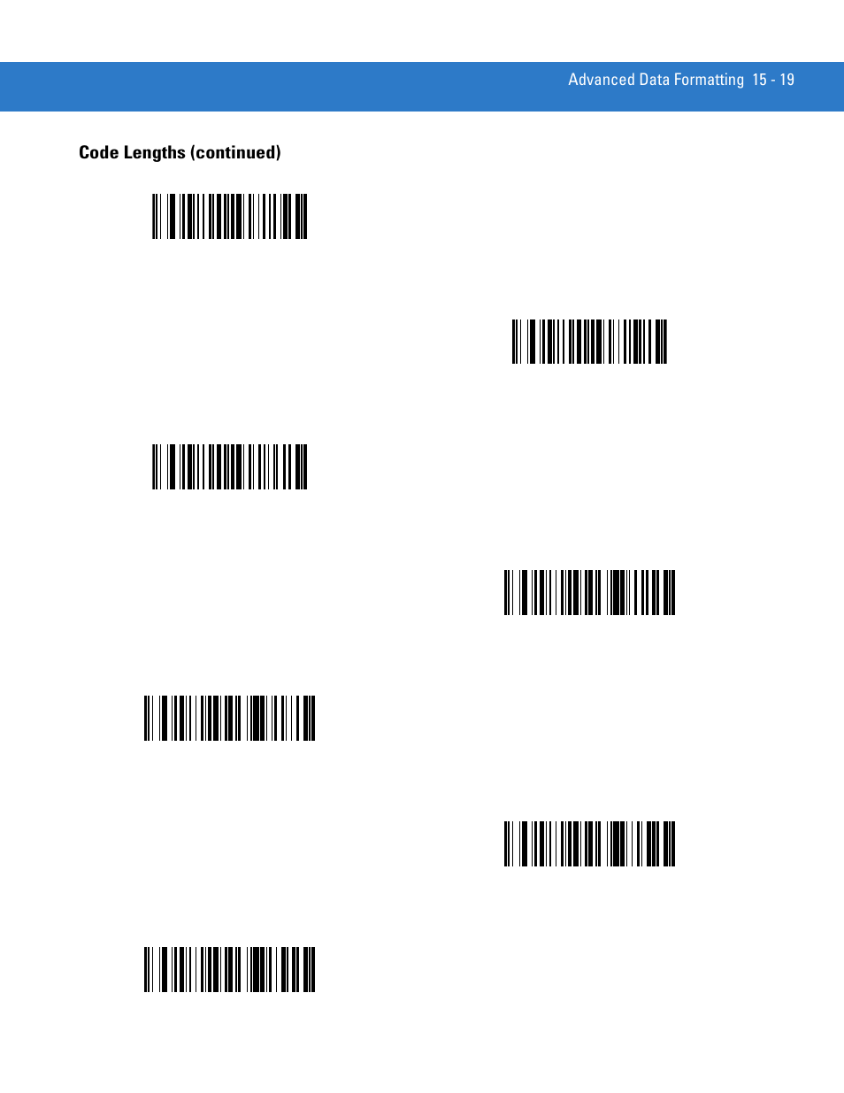 7 characters, 13 characters, Code lengths (continued) | Motorola DS3478 User Manual | Page 273 / 404