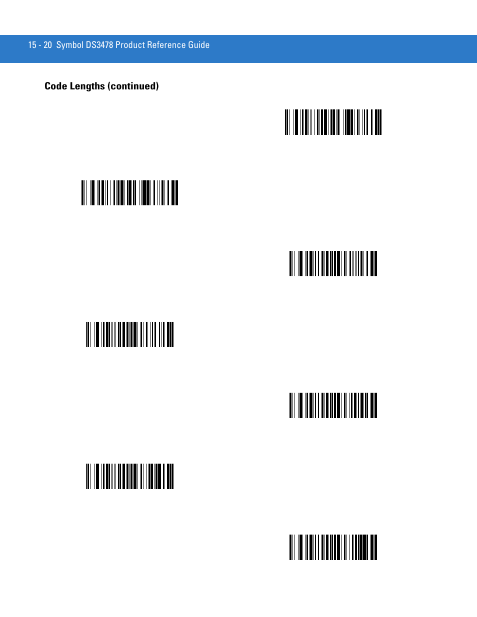 14 characters, 20 characters, Code lengths (continued) | Motorola DS3478 User Manual | Page 274 / 404