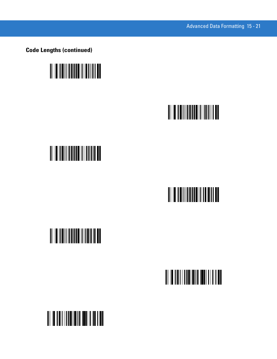 21 characters, 27 characters, Code lengths (continued) | Motorola DS3478 User Manual | Page 275 / 404