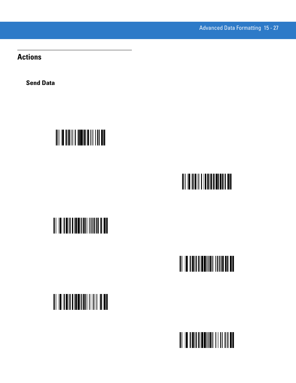 Actions, Send data, Actions -27 | Send data -27, Send data up to character, Send next character, Send all data that remains, Send next 2 characters | Motorola DS3478 User Manual | Page 281 / 404