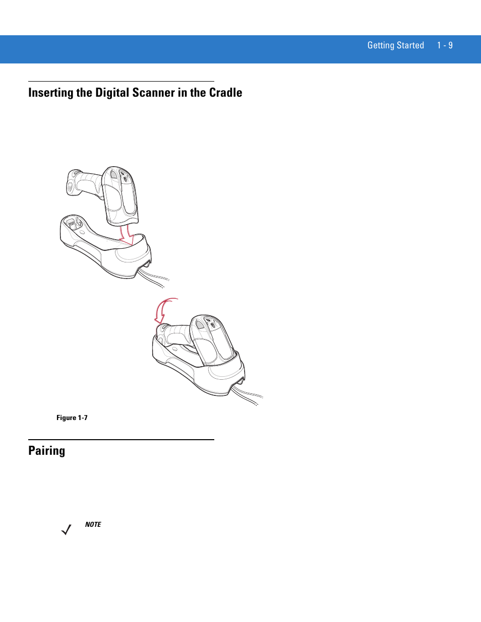 Inserting the digital scanner in the cradle, Pairing | Motorola DS3478 User Manual | Page 29 / 404