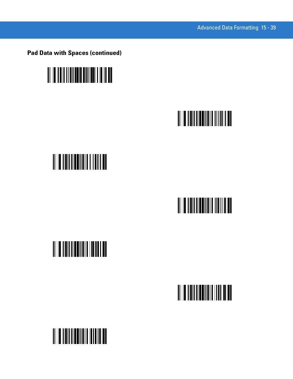 Pad data with spaces (continued) | Motorola DS3478 User Manual | Page 293 / 404