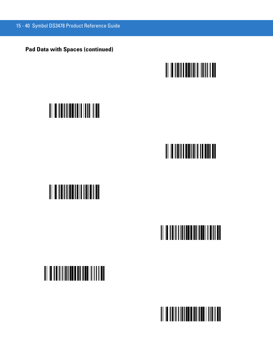 Pad data with spaces (continued) | Motorola DS3478 User Manual | Page 294 / 404