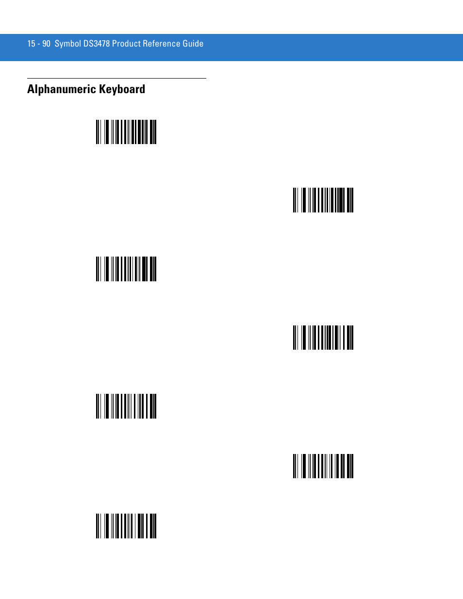 Alphanumeric keyboard, Alphanumeric keyboard -90, Space | Alphanumeric | Motorola DS3478 User Manual | Page 344 / 404