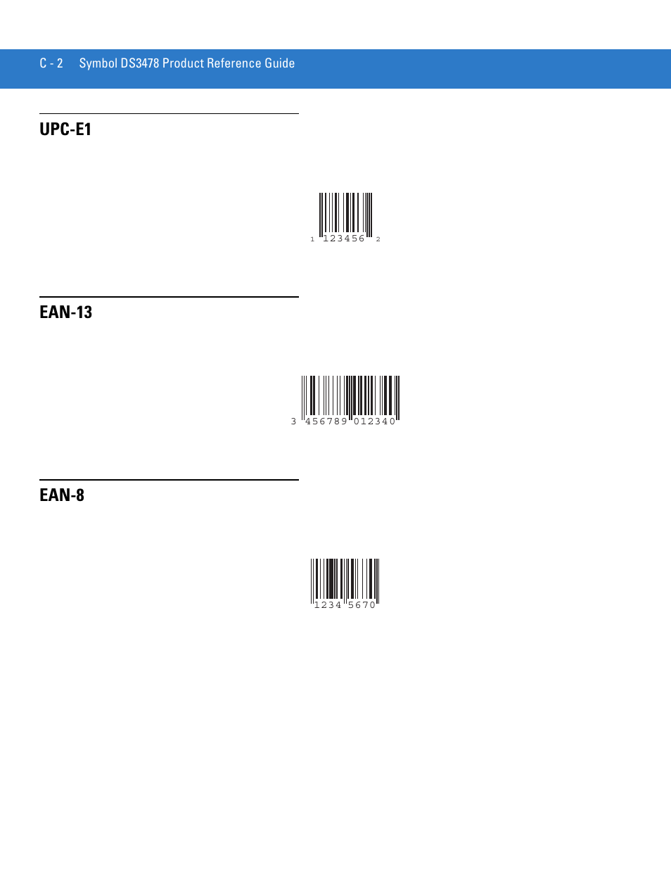 Upc-e1, Ean-13, Ean-8 | Upc-e1 ean-13 ean-8 | Motorola DS3478 User Manual | Page 376 / 404