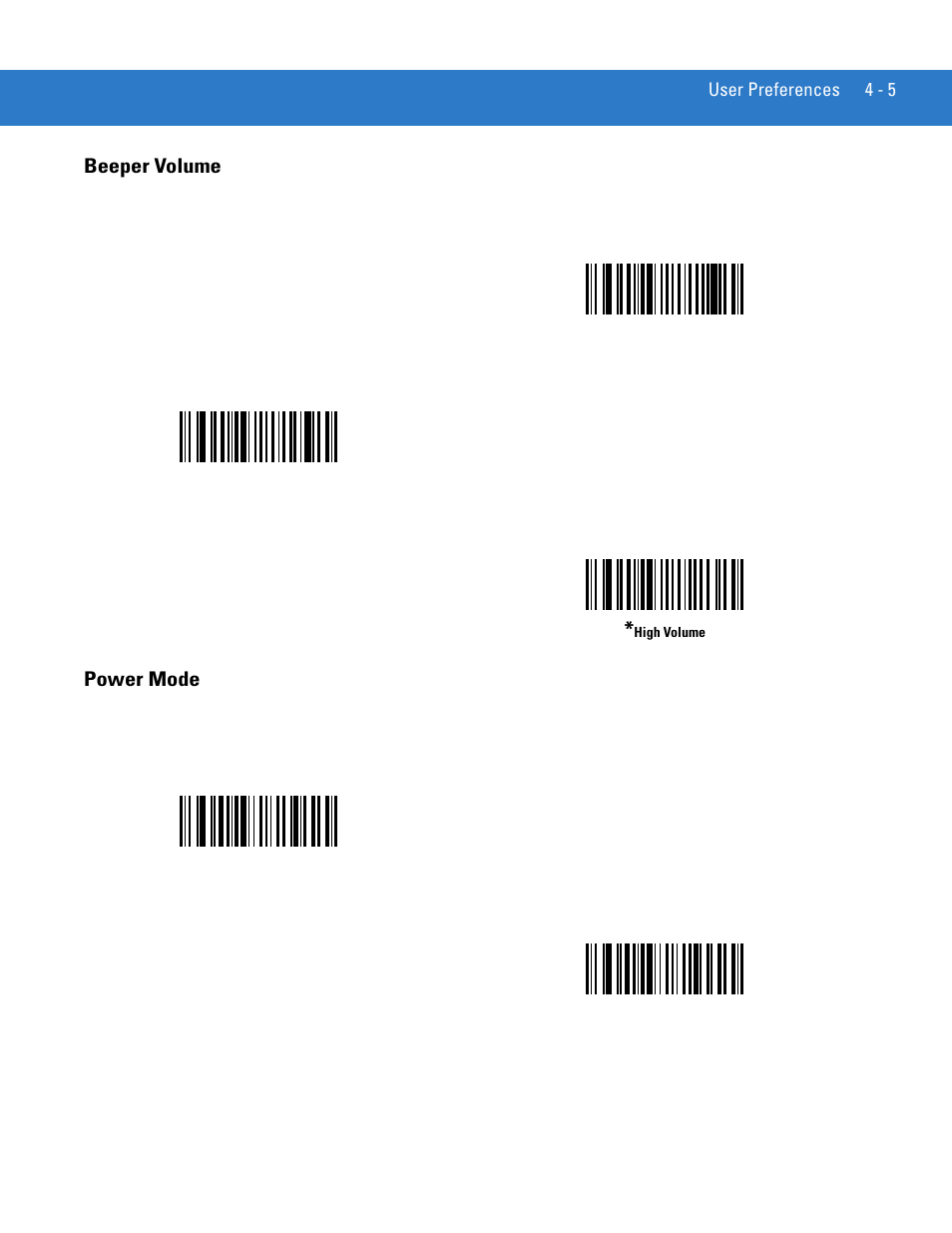 Beeper volume, Power mode, Beeper volume -5 power mode -5 | Motorola DS3478 User Manual | Page 59 / 404